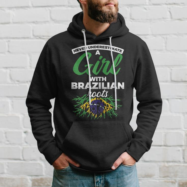 Never Underestimate A Girl With Brazilian Roots Brazil Brazil Funny Gifts Hoodie Gifts for Him