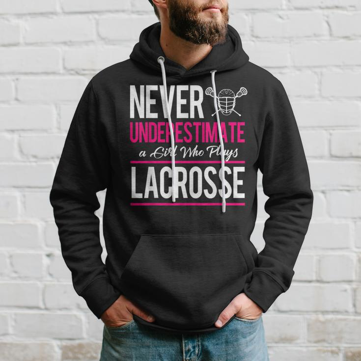 Never Underestimate A Gril Who Plays Lacrosse Hoodie Gifts for Him
