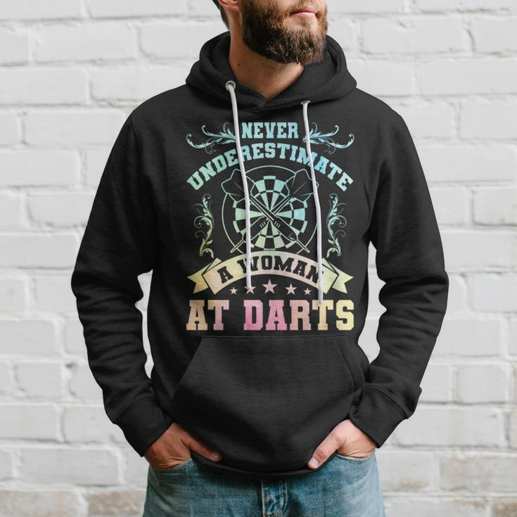 Never Underestimate A Woman At Darts Dartplayer Darting Hoodie Gifts for Him