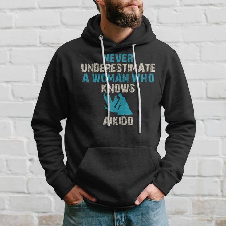 Never Underestimate A Woman Who Knows Aikido Quote Funny Hoodie Gifts for Him