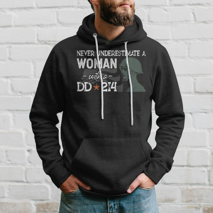 Never Underestimate A Woman With A Dd214 Veterans Day Gift Hoodie Gifts for Him