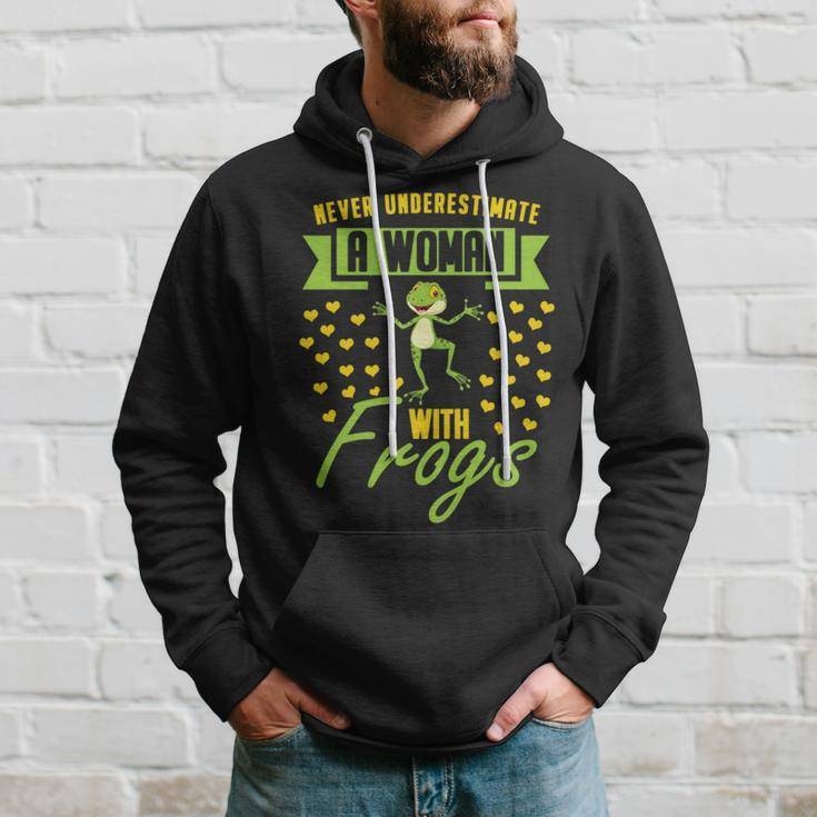 Never Underestimate A Woman With Frogs Toad Gift Frog Gifts For Frog Lovers Funny Gifts Hoodie Gifts for Him