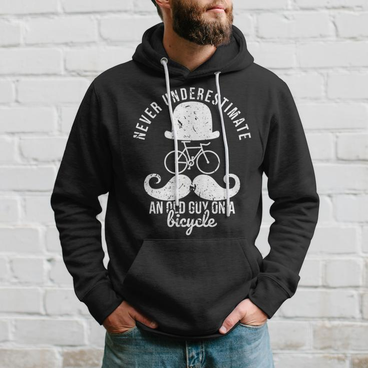 Never Underestimate An Old Guy On A Bicycle Cycling Grandpa Hoodie Gifts for Him