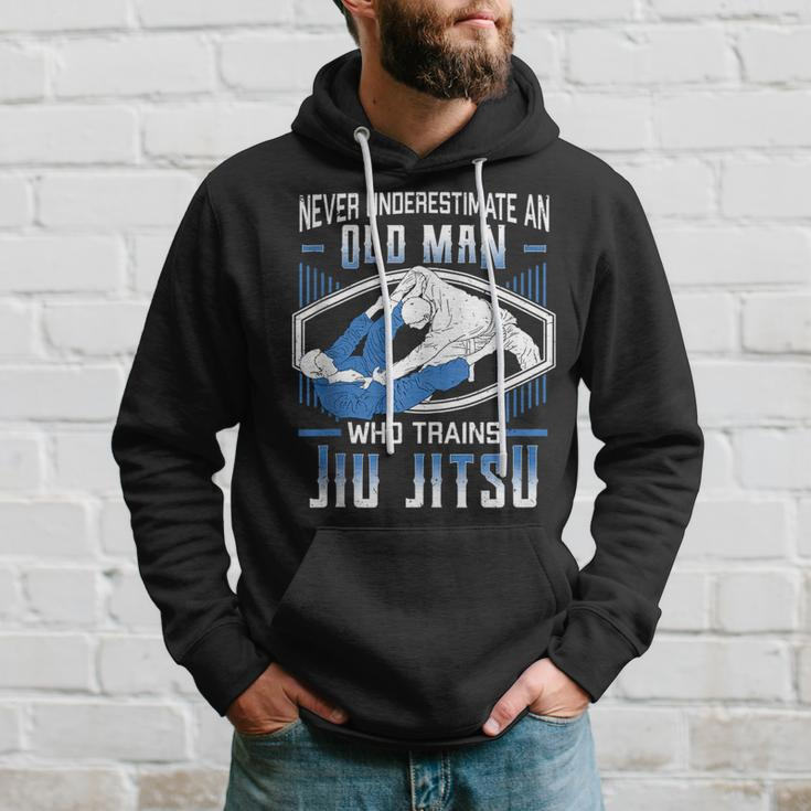 Never Underestimate An Old Man Jiu Jitsu Martial Arts Old Man Funny Gifts Hoodie Gifts for Him