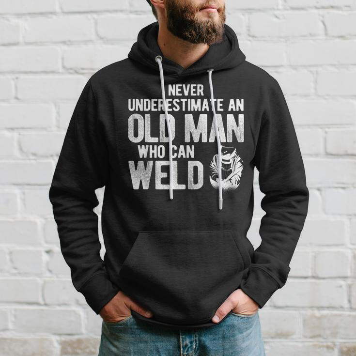 Never Underestimate An Old Man Who Can Weld Welding Hoodie Gifts for Him