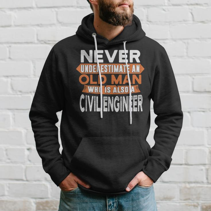 Never Underestimate An Old Man Who Is Also A Civil Engineer Gift For Mens Hoodie Gifts for Him