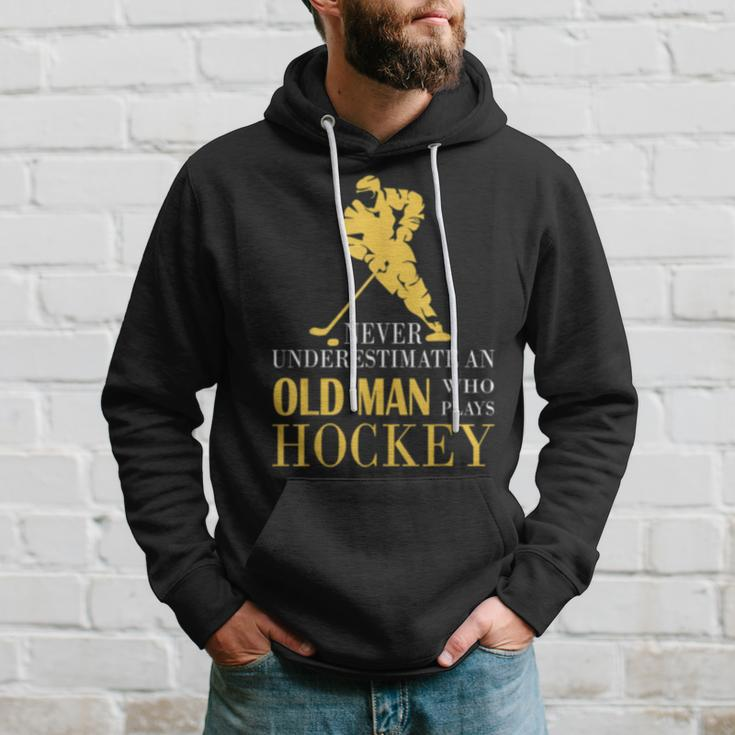 Never Underestimate An Old Man Who Play Hockey Old Man Funny Gifts Hoodie Gifts for Him