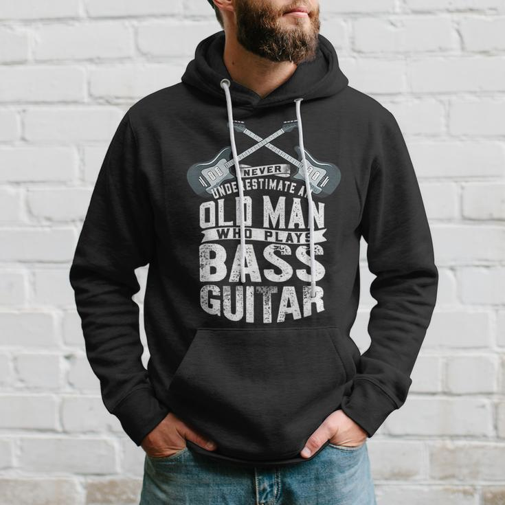 Never Underestimate An Old Man Who Plays Bass Guitar Vintage Gift For Mens Hoodie Gifts for Him