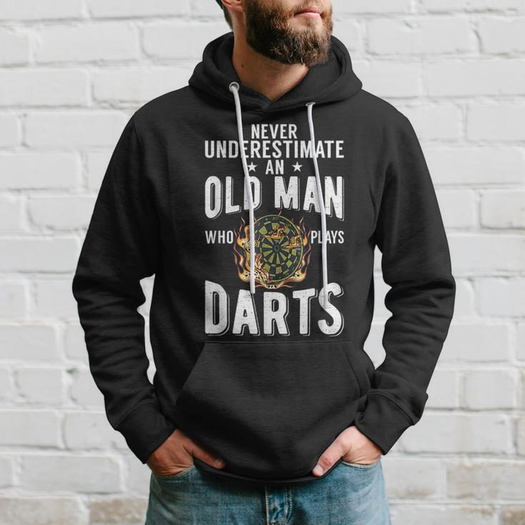 Never Underestimate An Old Man Who Plays Darts Player Hoodie Gifts for Him