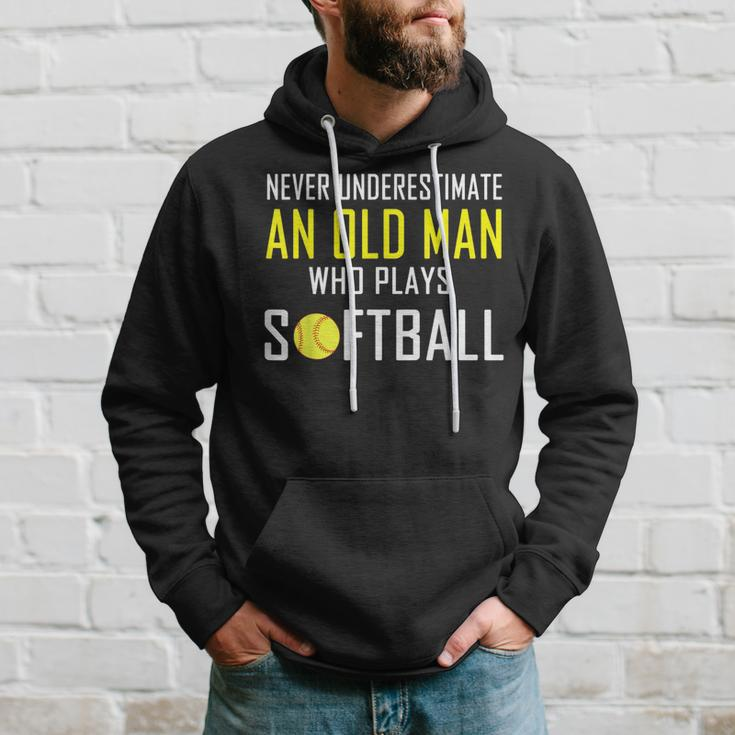 Never Underestimate An Old Man Who Plays Softball Hoodie Gifts for Him