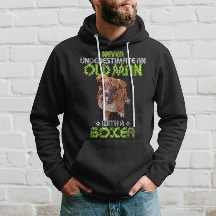 Never Underestimate An Old Man With A Boxer Funny Dog Lover Gift For Mens Hoodie Gifts for Him