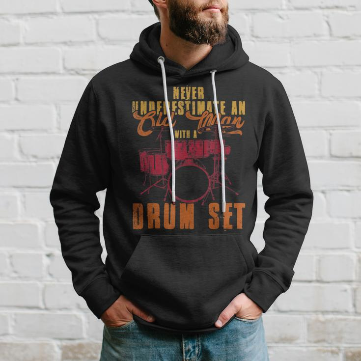Never Underestimate An Old Man With A Drumset Drums Hoodie Gifts for Him