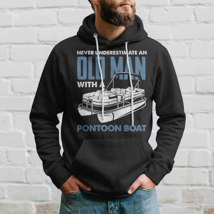 Never Underestimate An Old Man With A Pontoon Boat Captain Gift For Mens Hoodie Gifts for Him