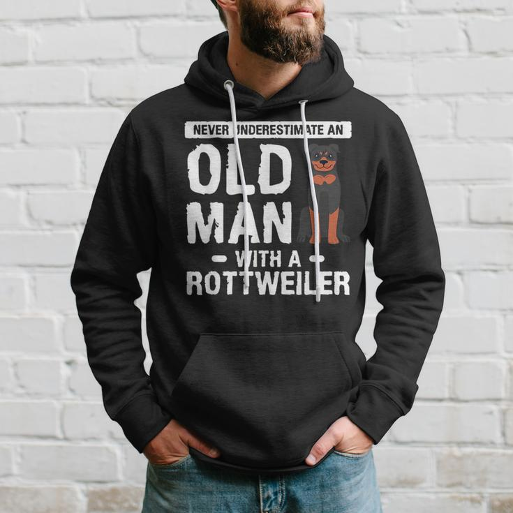 Never Underestimate An Old Man With A Rottweiler Dog Lover Hoodie Gifts for Him