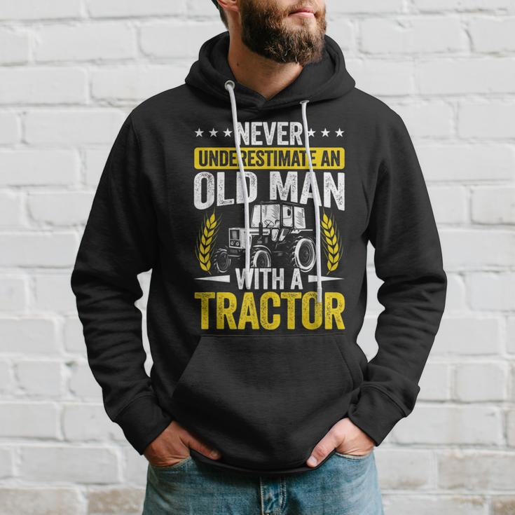 Never Underestimate An Old Man With A Tractor Farmer Field Gift For Mens Hoodie Gifts for Him