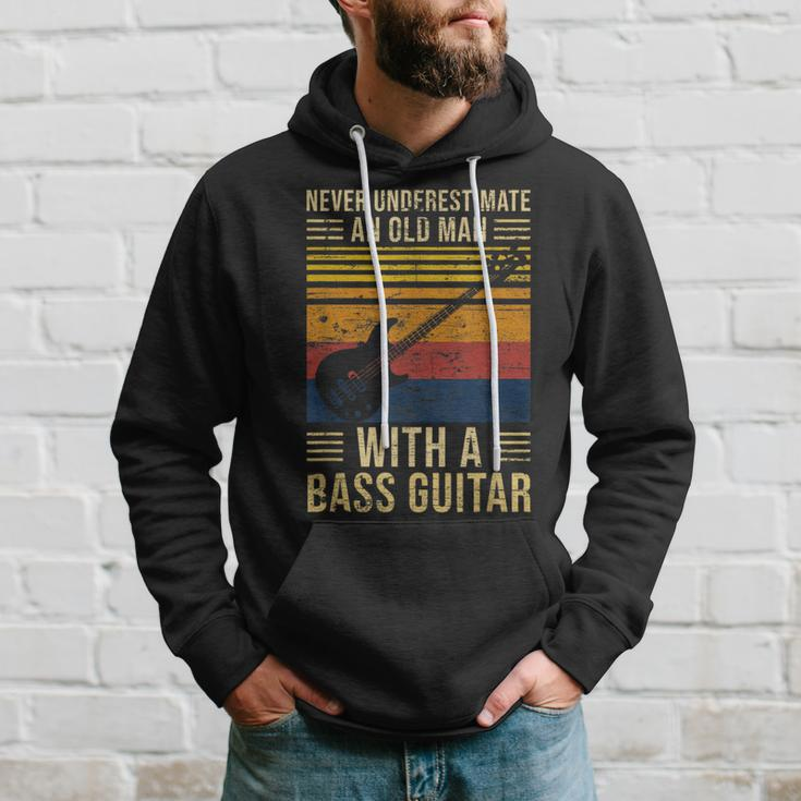 Never Underestimate An Old Men With A Bass Guitar Gift For Mens Guitar Funny Gifts Hoodie Gifts for Him