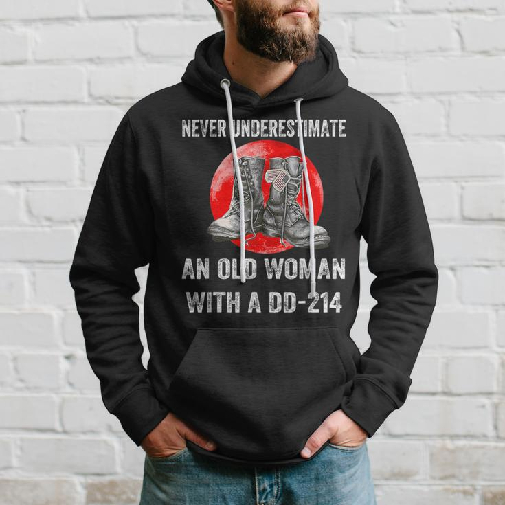 Never Underestimate An Old Woman With A Dd 214 Old Woman Funny Gifts Hoodie Gifts for Him