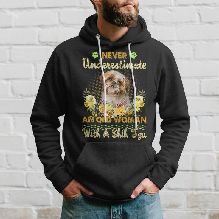 Never Underestimate An Old Woman With A Shih Tzu Old Woman Funny Gifts Hoodie Gifts for Him