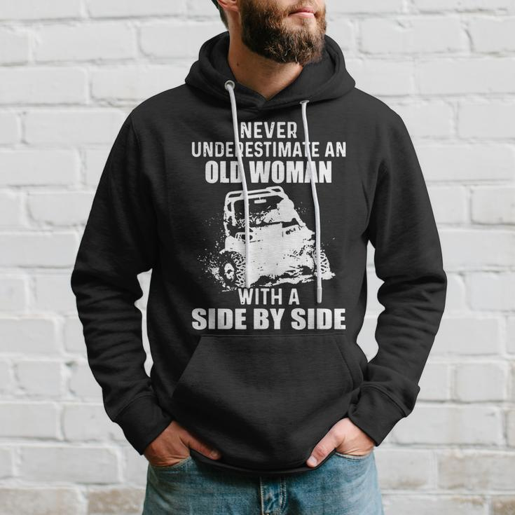 Never Underestimate An Old Woman With A Side By Side Funny Old Woman Funny Gifts Hoodie Gifts for Him