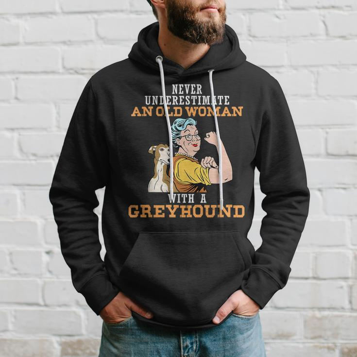 Never Underestimate An Old Woman With Greyhound Dog Lover Old Woman Funny Gifts Hoodie Gifts for Him