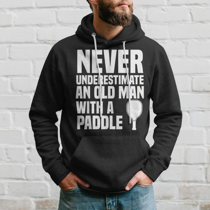 Never Underestimate And Old Man With A Paddle | Pickleball Hoodie Gifts for Him