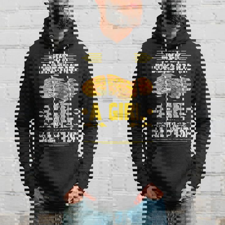 Never Underestimate Girl Ball Python Hoodie Seseable UK