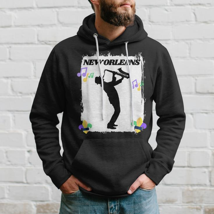 New Orleans Louisiana Skyline Music Jazz Travel Holidays Hoodie Gifts for Him