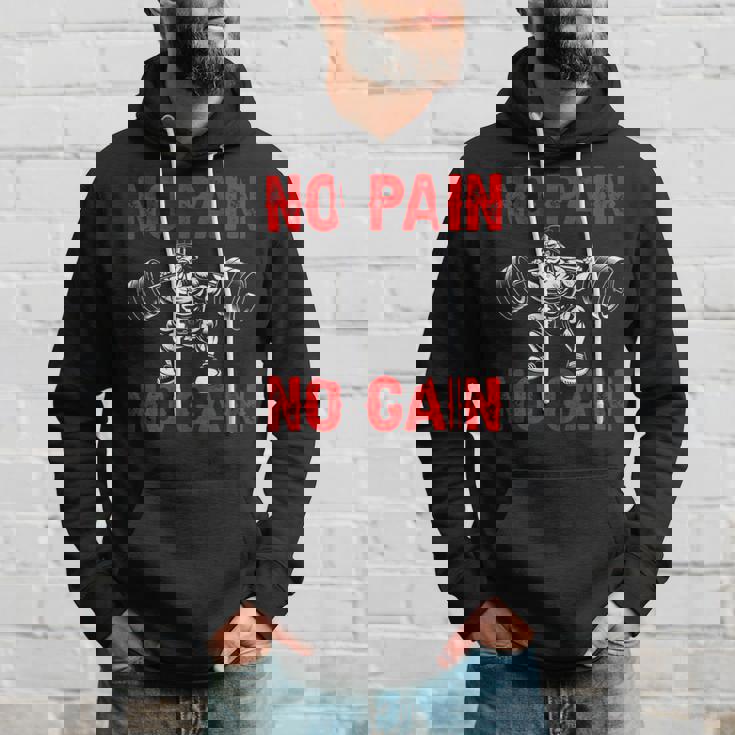 No Pain No Gain Exercise Fitness Workout Weightlifting Hoodie Gifts for Him