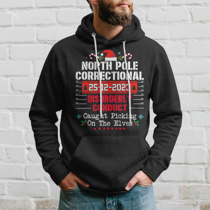 North Pole Correctional Disorderly Conduct Caught Elves Xmas Hoodie Gifts for Him