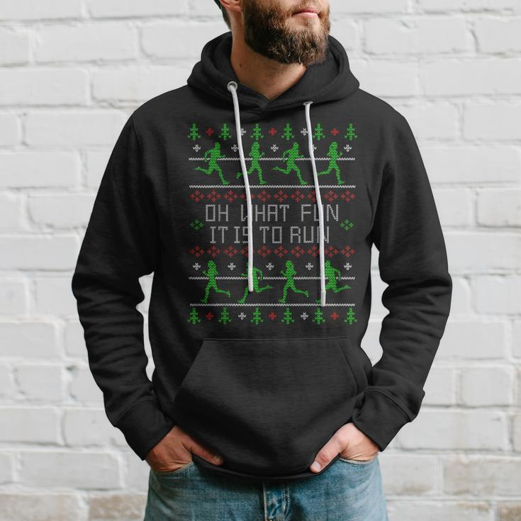 Oh What Fun It Is To Run Ugly Christmas Sweater Party Hoodie Gifts for Him