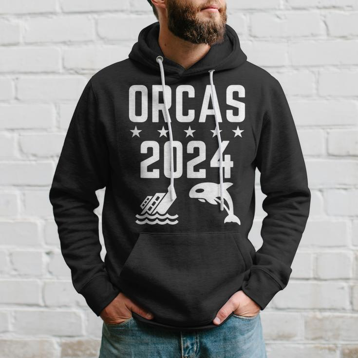 Orcas 2024 Funny Politics Orca Sinking Boat Election Hoodie Gifts for Him
