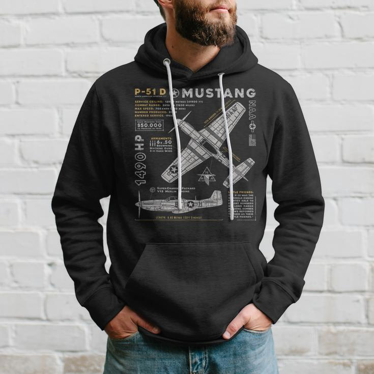 P-51 Mustang Wwii Fighter Plane Us Military Aviation Design Hoodie Gifts for Him
