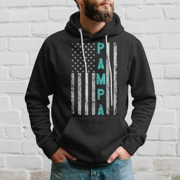 Pampa Fathers Day Vintage Patriotic Distressed American Flag Hoodie Gifts for Him