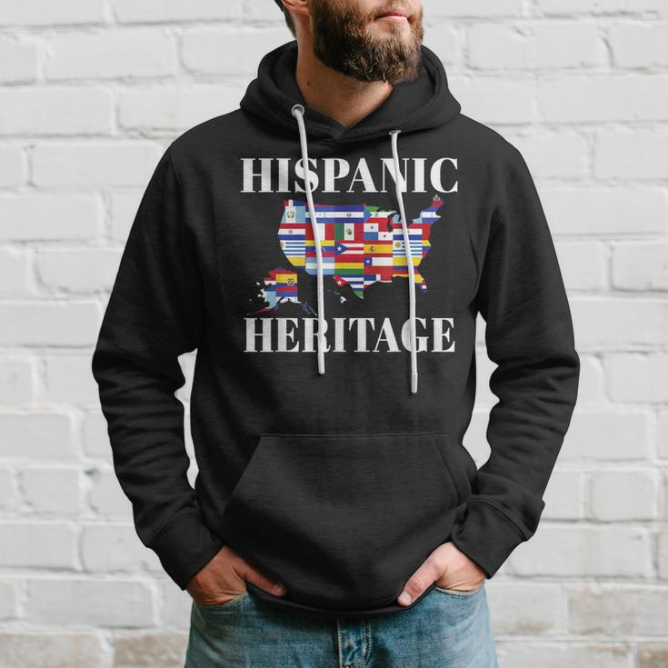 Hispanic Heritage Month All Countries Flag Inspiration Map Hoodie Gifts for Him