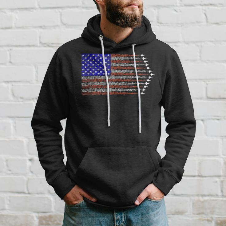 Patriotic 4Th Of July Usa American Flag Fighter Jets Hoodie Gifts for Him