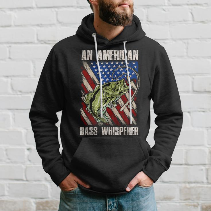 Patriotic Anglers American Bass Whisperer Fisherman Hoodie Gifts for Him