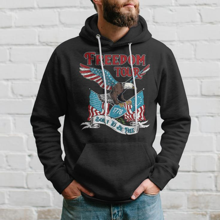 Patriotic Eagle American 4Th Of July 1776 Freedom Born Free Hoodie Gifts for Him