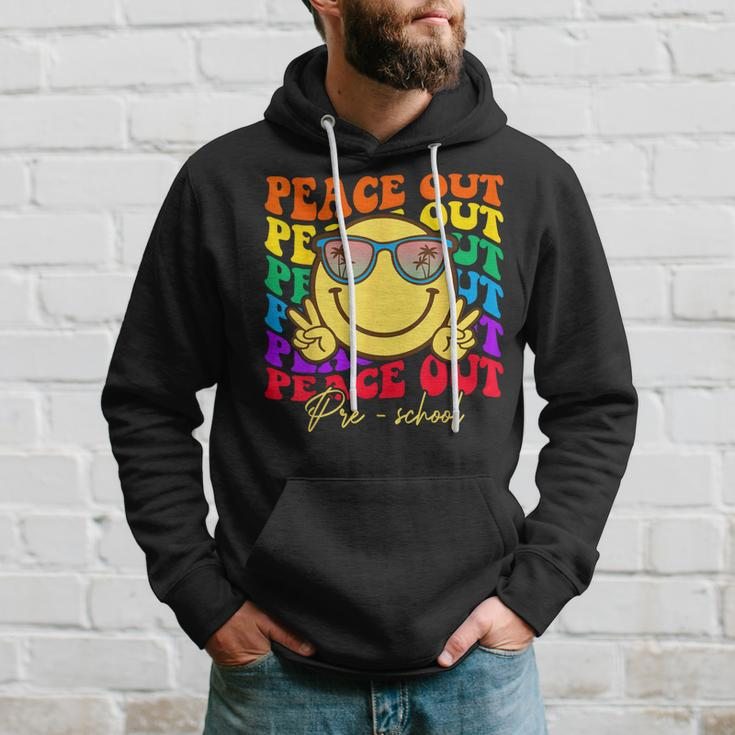 Peace Out Preschool Graduation Kids Smile Retro Face Hoodie Gifts for Him