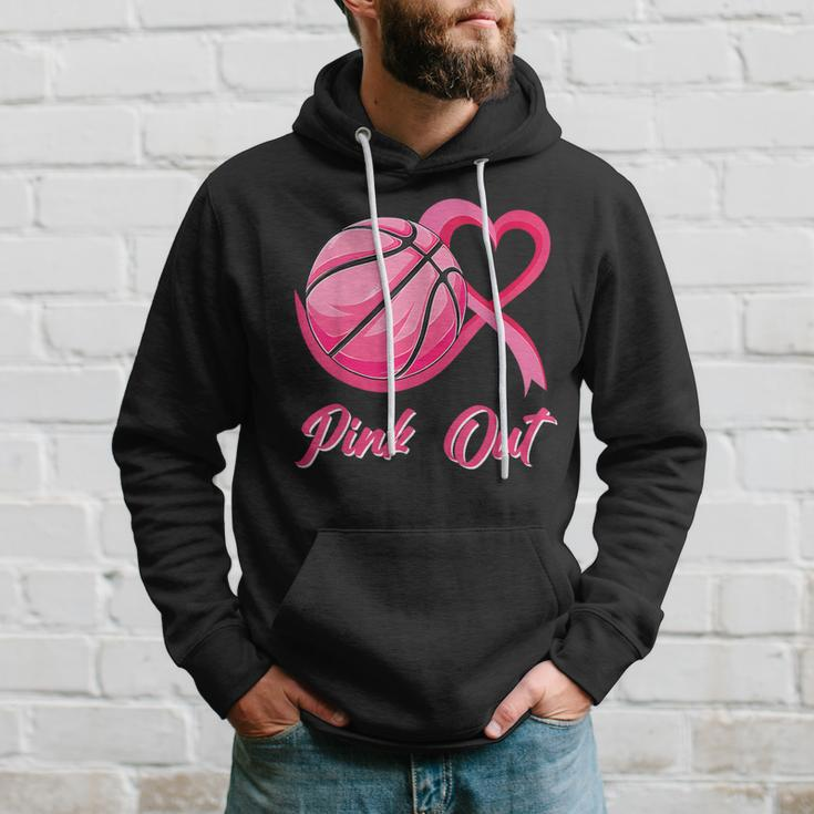 Pink Out Basketball Breast Cancer Awareness Pink Ribbon Hoodie Gifts for Him