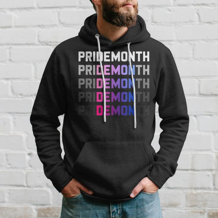 Pridemonth Demon Vintage Human Right Bisexual Hoodie Gifts for Him