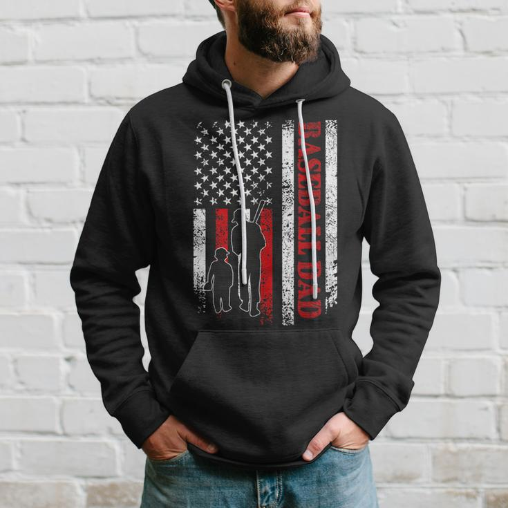 Proud Baseball Dad American Flag Sports Hoodie Gifts for Him