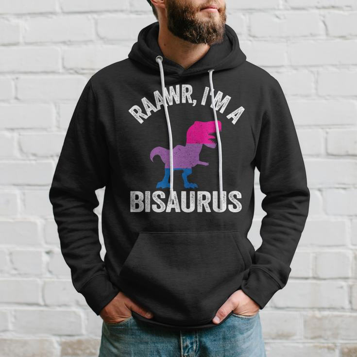 Raawr Im A Bisaurus Dinosaur T-Rex Bisexual Flag Bi Pride Hoodie Gifts for Him