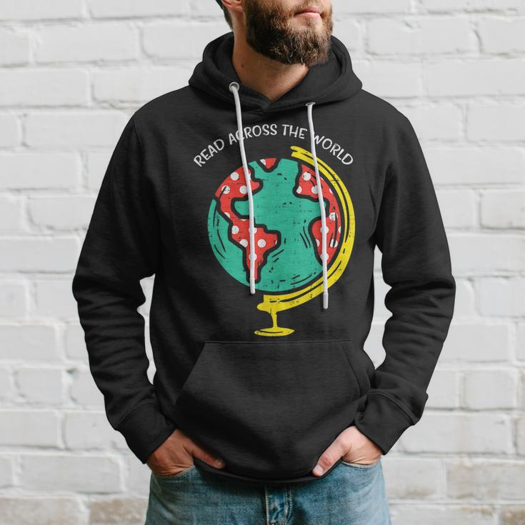 Read Across The World Globe Book Lover Bookworm Librarian Hoodie Gifts for Him