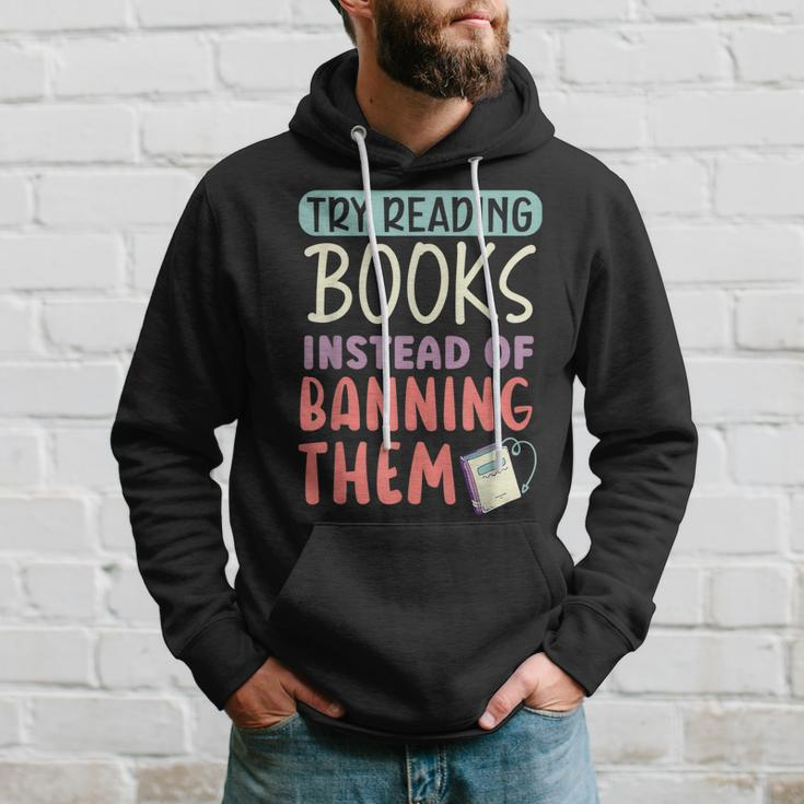Read Banned Books Bookworm Book Lover Bibliophile Hoodie Gifts for Him