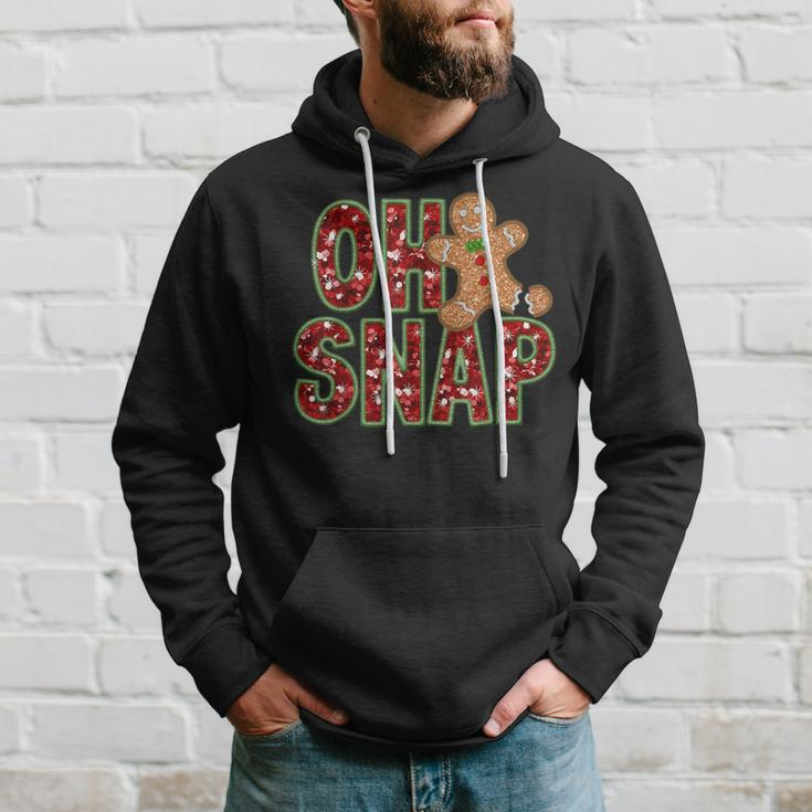 Red Cheerful Sparkly Oh Snap Gingerbread Christmas Cute Xmas Hoodie Gifts for Him