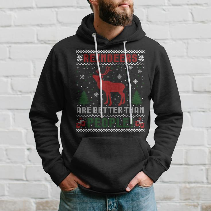 Reindeers Are Better Than People Ugly Christmas Sweater Hoodie Gifts for Him