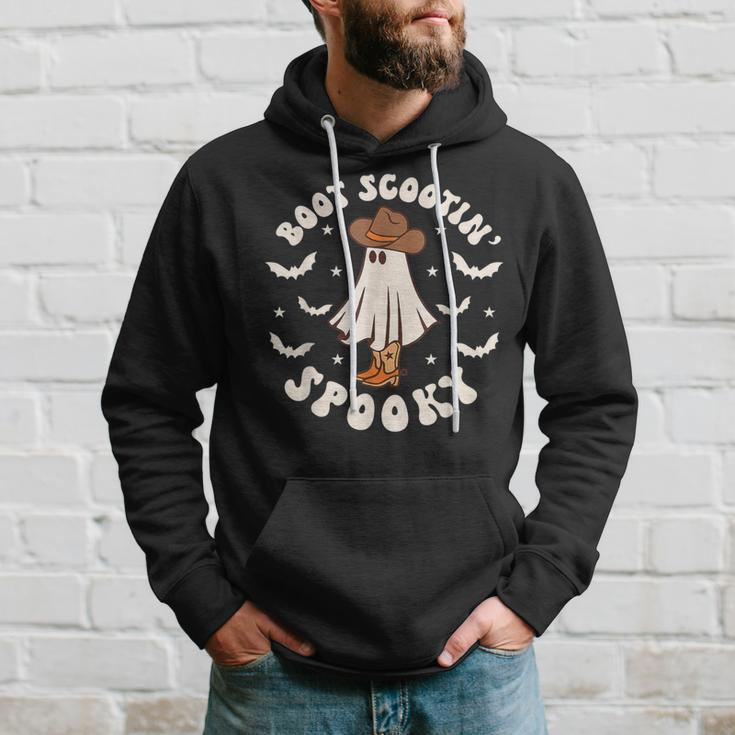 Retro Boot Scootin Spooky Cute Ghost Western Halloween Hoodie Gifts for Him