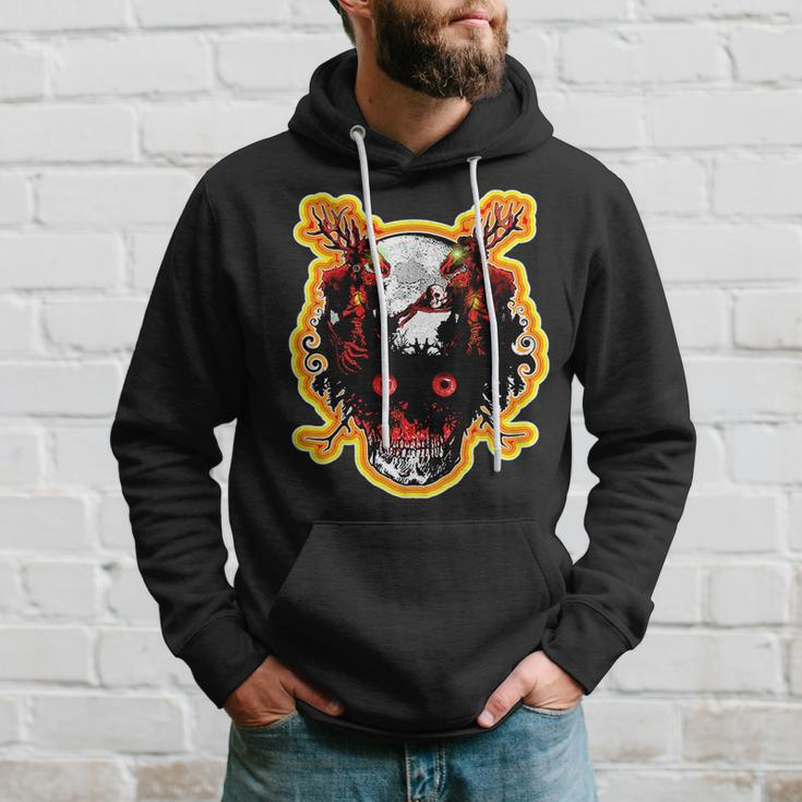 Retro Double Wendigo Skull And Moon Vintage Scary Monster Hoodie Gifts for Him