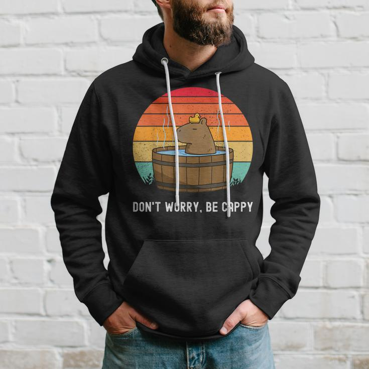 Retro Funny Capybara Dont Worry Be Capy Hoodie Gifts for Him
