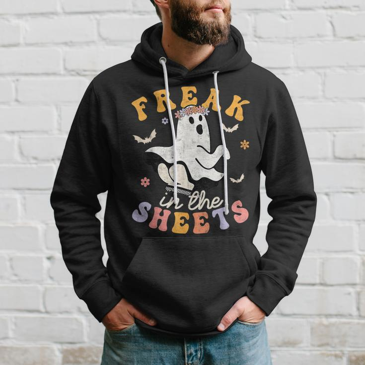 Retro Halloween Freak In The Sheets Ghost Boo Spooky Season Hoodie Gifts for Him